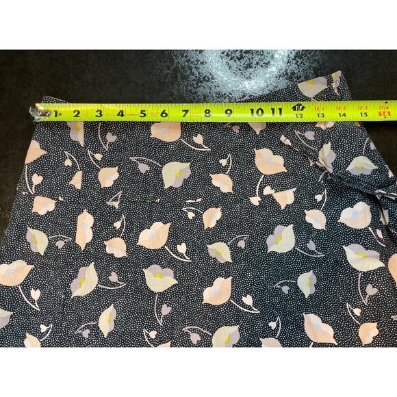 Loft Black Floral Lightweight Mini Skirt with Ruffle Accent Sz 2 - Picture 7 of 8